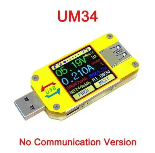 Вольтметр Амперметр UM34 UM34C LD25 Для APP USB 3,0 Тип-C DC Напряжение измеритель тока, для батареи зарядки измерения Кабельный тестер сопротивления - Цвет: UM34