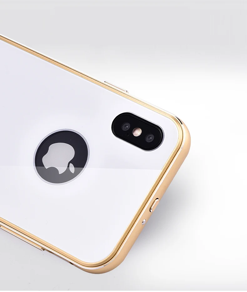 iMatch Aviation Aluminum Alloy Metal Bumper Tempered Glass Back Cover Case for Apple iPhone X