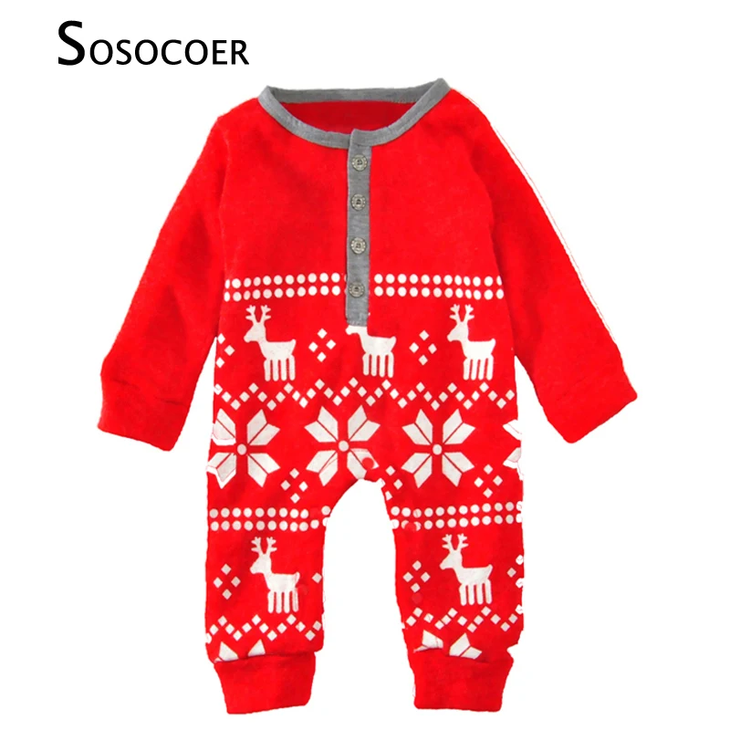 

SOSOCOER Baby Rompers Costume 2017 Winter Warm Cartoon Deer Long Sleeve Newborn Romper For Boy Girl Jumpsuit Cute Baby Clothes