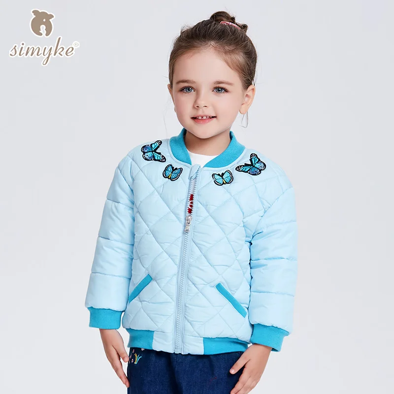 

Simyke Girls Winter Jacket 2017New Children's Warm Outwear Kids Embroidery Jackets for Toddler Parks Child Brand Clothing J3905