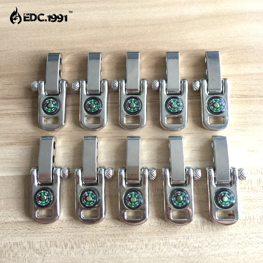 10PCS/LOT High quality Adjustable U Shape Anchor Shackle Outdoor Survival Rope Paracord Bracelet Buckle with mini for Compass | Спорт и