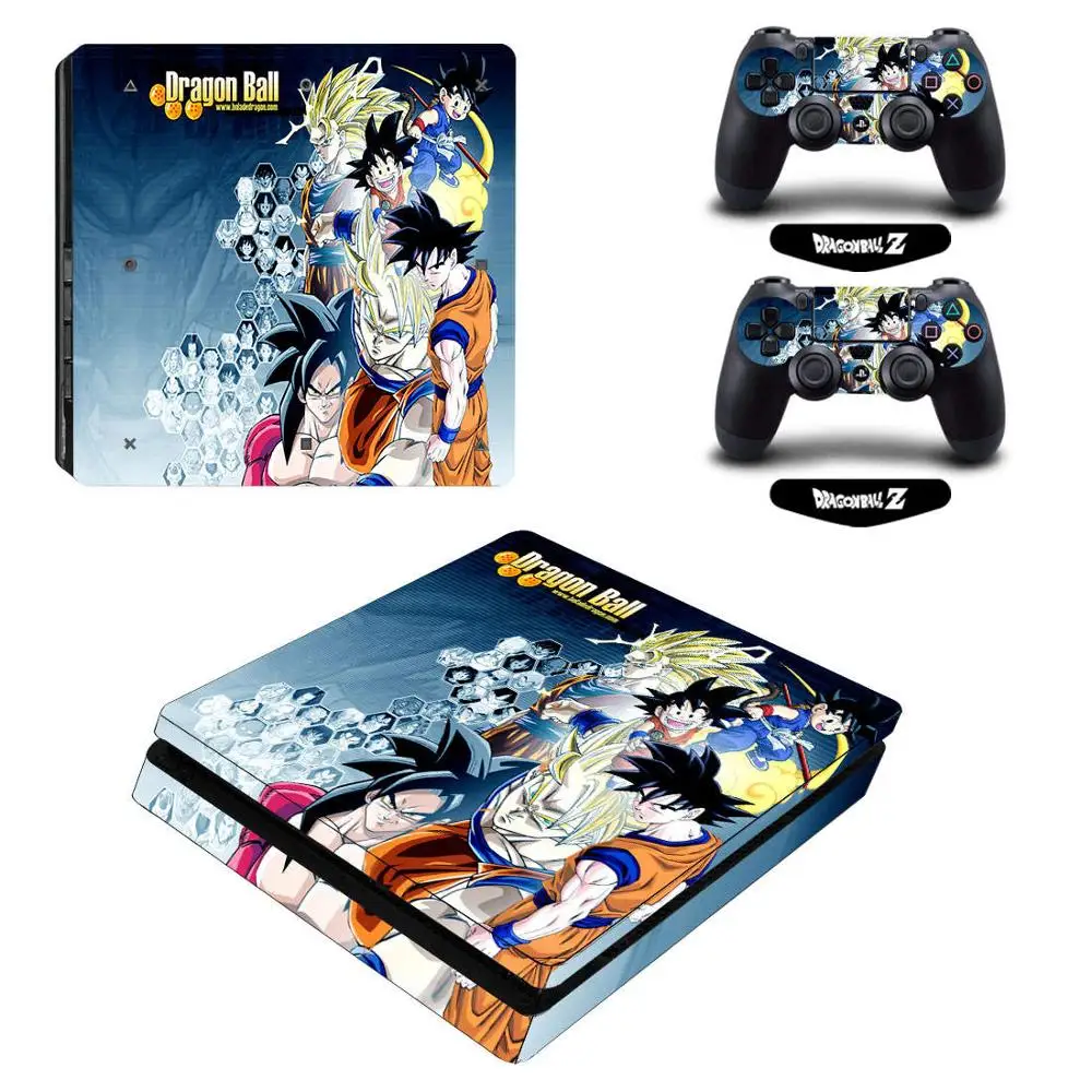 ARRKEO Dragon Ball Super Son Goku VS Vegeta виниловая наклейка PS4 Slim Skin Наклейка для playstation 4 Slim консоль и 2 контроллера - Цвет: Серебристый