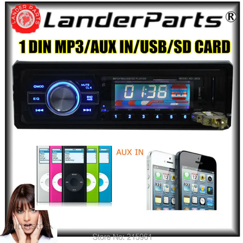 

Car radio Stereo MP3 Player/1 Din In-Dash FM radio USB/Remote Control/USB port/SD 12V Car Audio auto Audio car mp3 2033