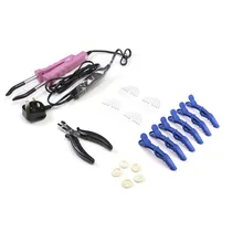 Neitsi коннектор для наращивания волос, розовый, черный, UK plug& Hair Iron инструменты(причал, щетка, u-образные наконечники, теплозащитный щит, заколки для волос