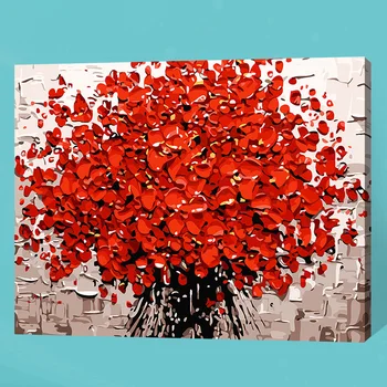 

Frameless Red Flower Diy Digital Painting By Numbers Acrylic Paint Abstract Modern Wall Art Canvas Painting For Home Decor free