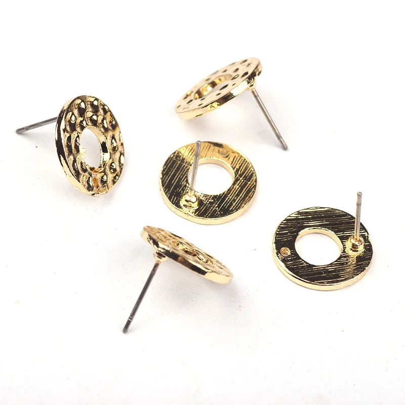 2017 Fashion 6pcs/lot Zinc Alloy Gold Round Circle Stud Earring Base Connectors Linker For DIY Earrings Jewelry Accessories