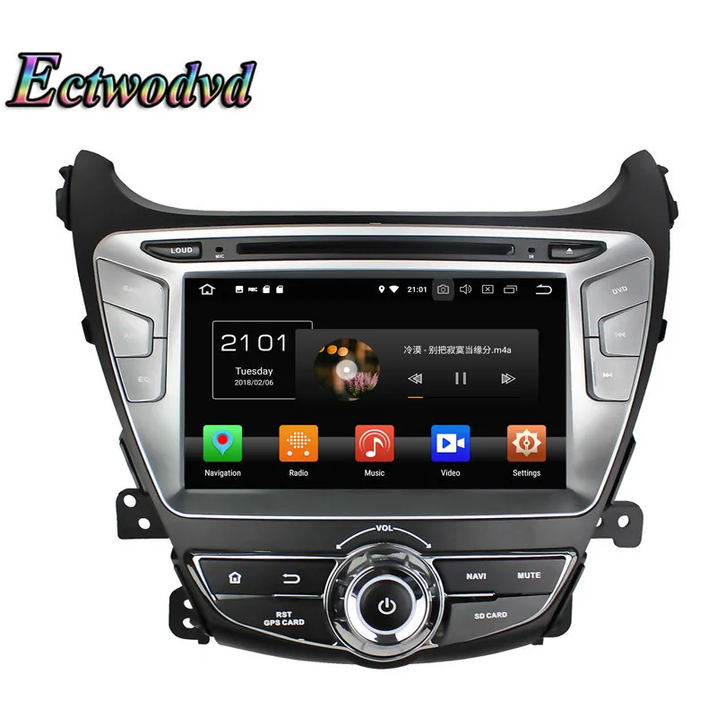 Best Ectwodvd Octa Core 4G RAM 64G ROM Android 9.0 Car Multimedia DVD Player GPS HeadUnit For Hyundai Elantra 2014 2015- 4