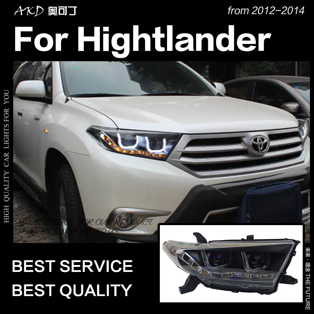 AKD автостайлинг фары Toyota Highlander 2012 2014 Светодиодная… для Kluger DRL Hid ангельские глазки