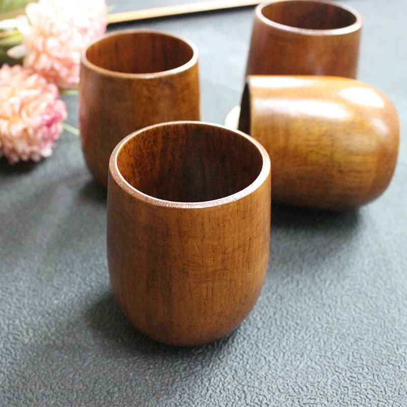 Free shipping Wood Tea Cup Wooden Cup Eco friendly Pot bellied Cup