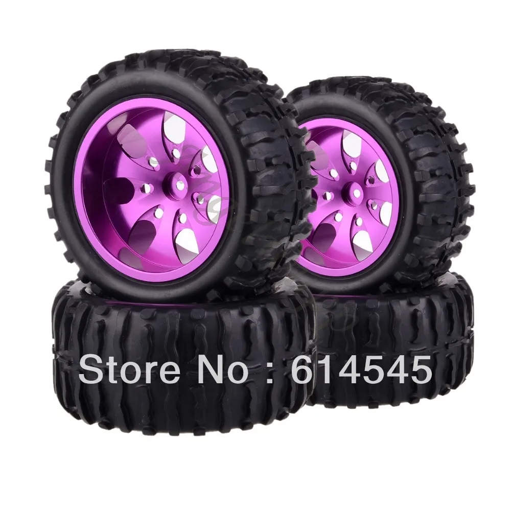 

88125 4xRC Monster Truck Bigfoot Metal Wheel Rim & Tyre Tires 12MM HEX 1:10