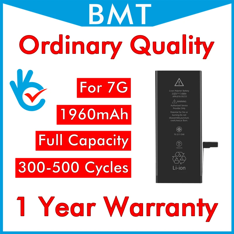 

BMT original 10pcs/lot Ordinary Quality 1960mAh 3.82V Battery for iPhone 7 7G replacement repair parts 0 zero cycle BMTI7GOQ