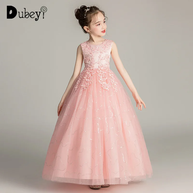 

Sleeveless Long Frocks with Sequins for Teenager Girl 5-14 Years Old Elegant Girls Party Dress Kids Evening Prom Costumes
