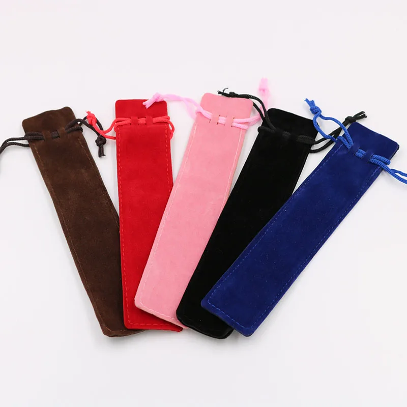 5 Pcslot Velvet Pen Pouch Holder Single Pencil Bag Case For Fountainballpoint Organizers Gift huismerk kopen in de aanbieding