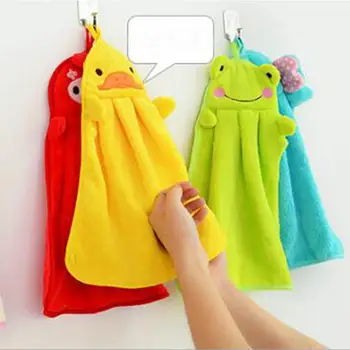 

Cute Cartoon Animal Hand Towel Super Soft Coral Velvet Kitchen Bathroom Hanging Wipe Towel Cleaning Cloths