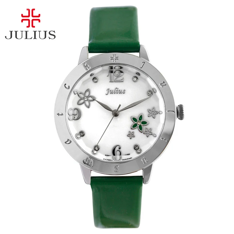 ФОТО Julius Women's Lady Wrist Watch Shell Flower Hours Best Fashion Dress Bracelet Leather Girl Christmas Gift JA-691