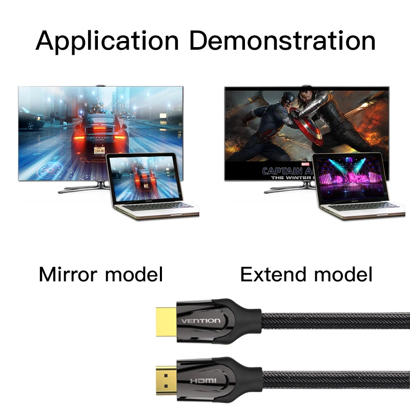 Vention hdmi-кабель HDMI в HDMI 2,0 кабель 4K для проектора Xiaomi Zend переключатель PS4 tv Box xbox 360 3 м 8 м кабель HDMI