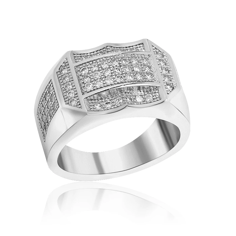 Buy Rhinestone Jewelry Solid silver Gold Men's White