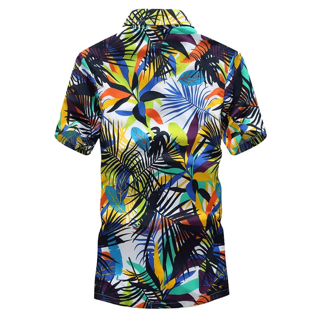 Мужская пляжная гавайская рубашка тропическая летняя рубашка с коротким рукавом мужская брендовая повседневная одежда свободная быстросохнущая блузка Топ Блузка