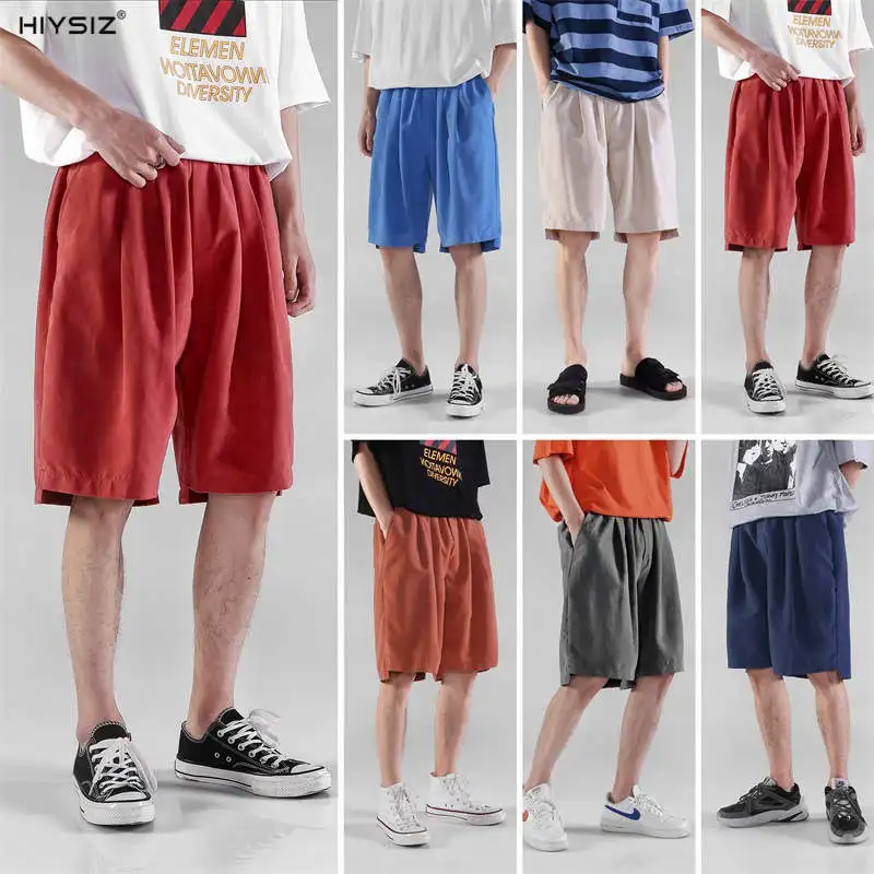 

HIYSIZ NEW Shorts 2019 Brand Contracted Multi Color Fashion Trend Casual Streetwear Summer Loose Mid keen Shorts M to 2XL ST416