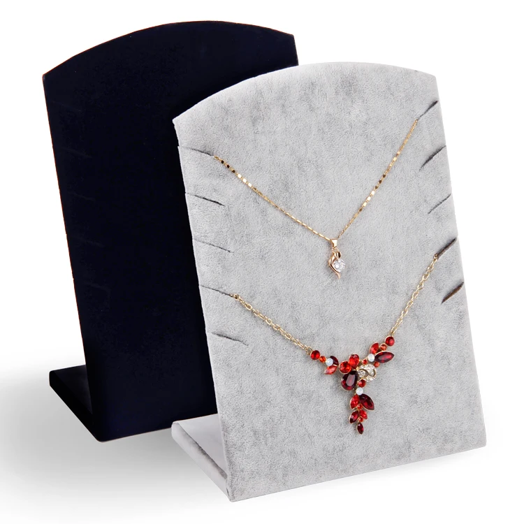 

TONVIC Wholesale 2Pcs Velvet Necklace Chain Bracelet Jewelry Display Stand Board Jewelry Holder Rack With 10 Slots
