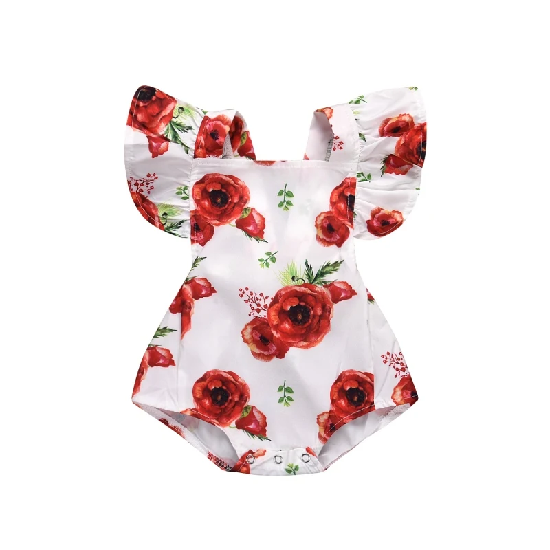 2018 Summer Baby Triangle Romper Newborn Onesies Baby Girl Printed Rose ...