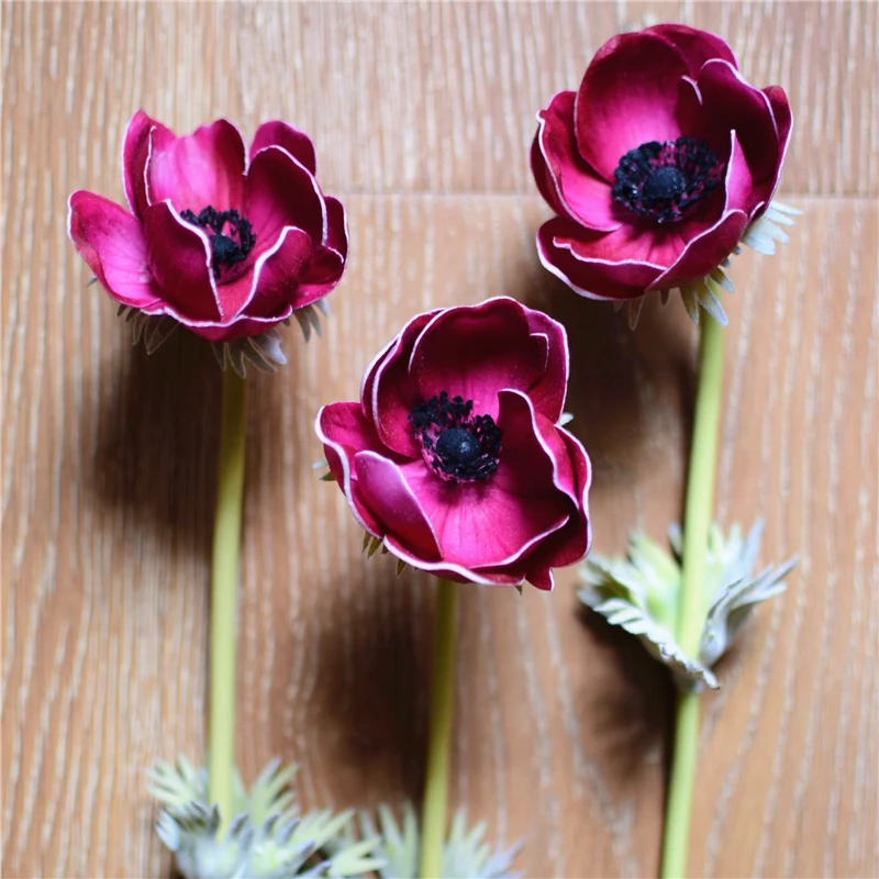 

Rose Anemones Natural Real Touch artificial Flowers Single Stem for Silk Wedding Bridal Bouquets Centerpieces Decorative Flower
