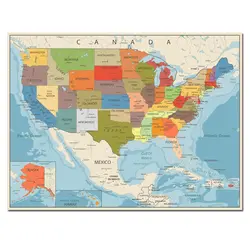 1 шт. США карта Размер постера настенные украшения большая карта США 80x60 Висячие картины в гостиной офис