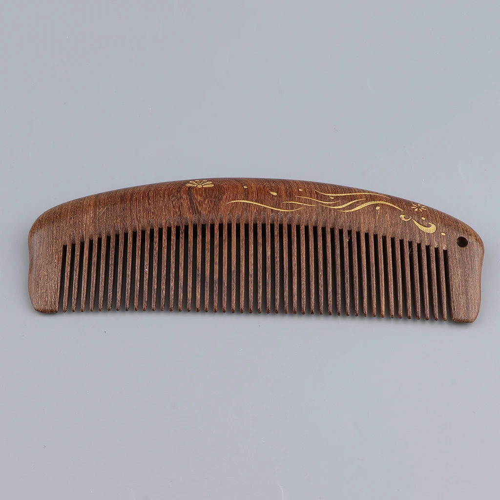 MagiDeal Handmade Polish Natural Sandalwood Comb Scalp Massage Detangling Hair Brush Beard Mustache Grooming Brush Comb