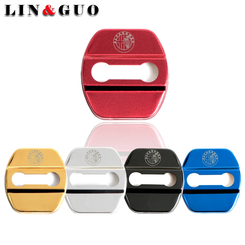 

4pcs/lot Auto Waterproof Door Lock Cover Case For Alfa Romeo Giulietta Stelvio Emblems Car Accessories Car-Styling