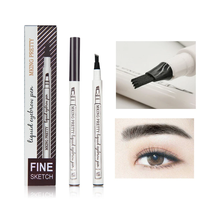 

Eyebrow Pencil Waterproof 4 Fork Tip Eyebrow Tattoo Pencil Long Lasting Professional Sketch Eye Brow Pen Liquid Tint eyebrow kit
