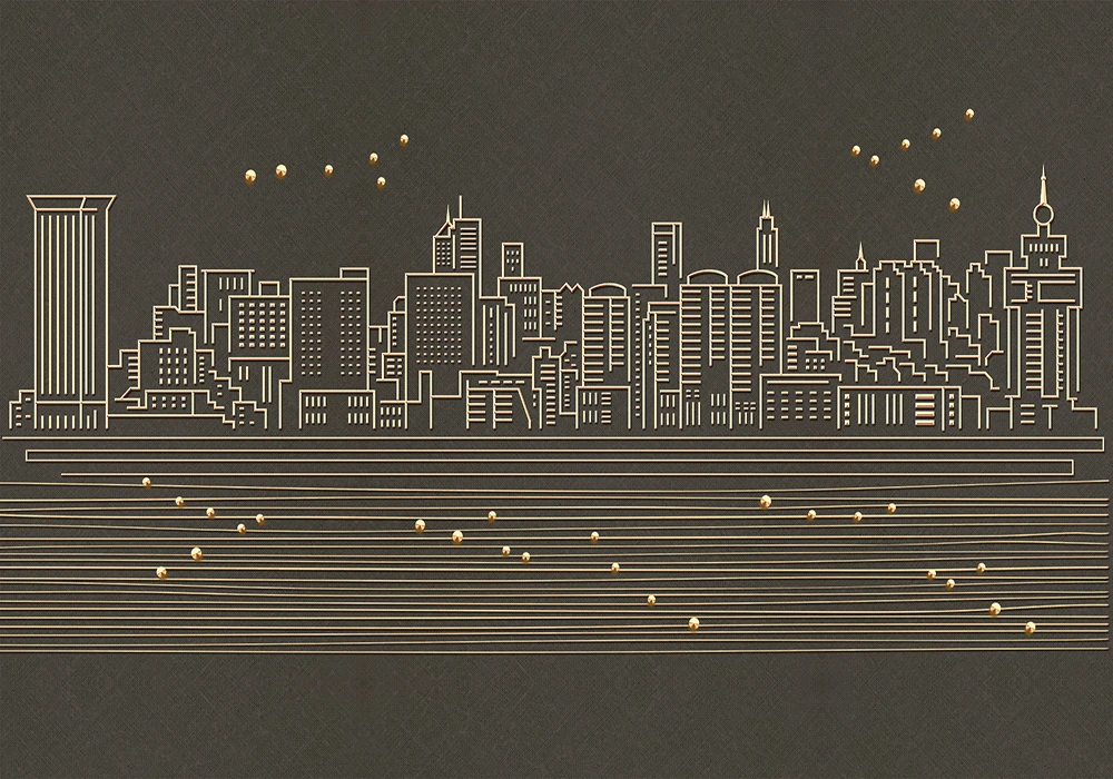 Custom 3d wallpaper simple atmospheric gold lines urban architecture TV background wall - silk waterproof material Custom 3d wallpaper simple atmospheric gold lines urban architecture TV background wall - silk waterproof material