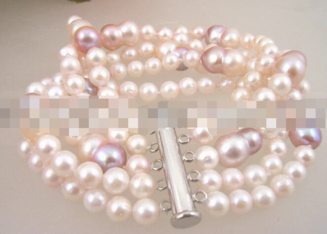 

FREE SHIPPING>>>@@ > 09521 5Strds White Salt Water SPearl&Baroque Pearl Bracelet