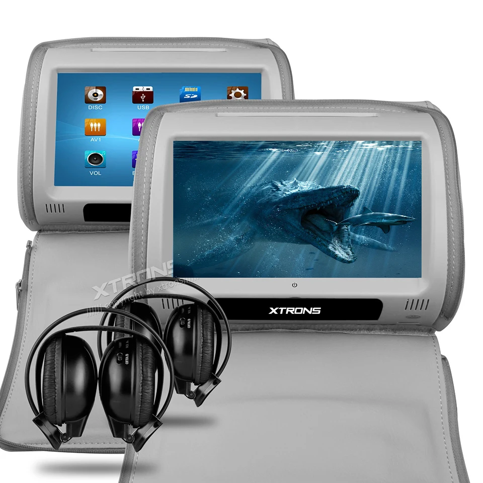 2x9" Car Headrest Monitor DVD Cover With Zipper Rear Seat Touch Screen