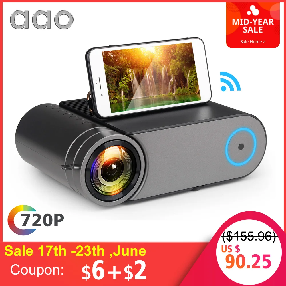 AAO YG420 Mini LED 720P Projector Native 1280x720 Portable Wireless WiFi Multi Screen Video Beamer YG421 3D AC3 HDMI Proyector