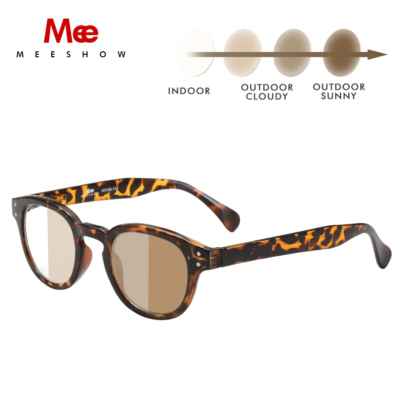 MEESHOW очки по рецепту женские солнцезащитные очки фотохромные очки мужские ретро очки близорукость очки для чтения - Цвет оправы: tortoise photo brown
