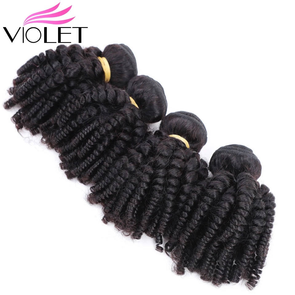 VIOLET Brazilian Bouncy Curly Human Hair Weaves 1/3/4 Bundles Funmi Hair Extensions Non Remy 100% Human Hair Bundles