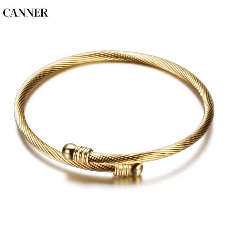 Canner Simple Rose Gold Silver Color Stainless Steel Bracelet Adjustable Twisted Cable Wire Bracelets Bangles Women | Украшения и