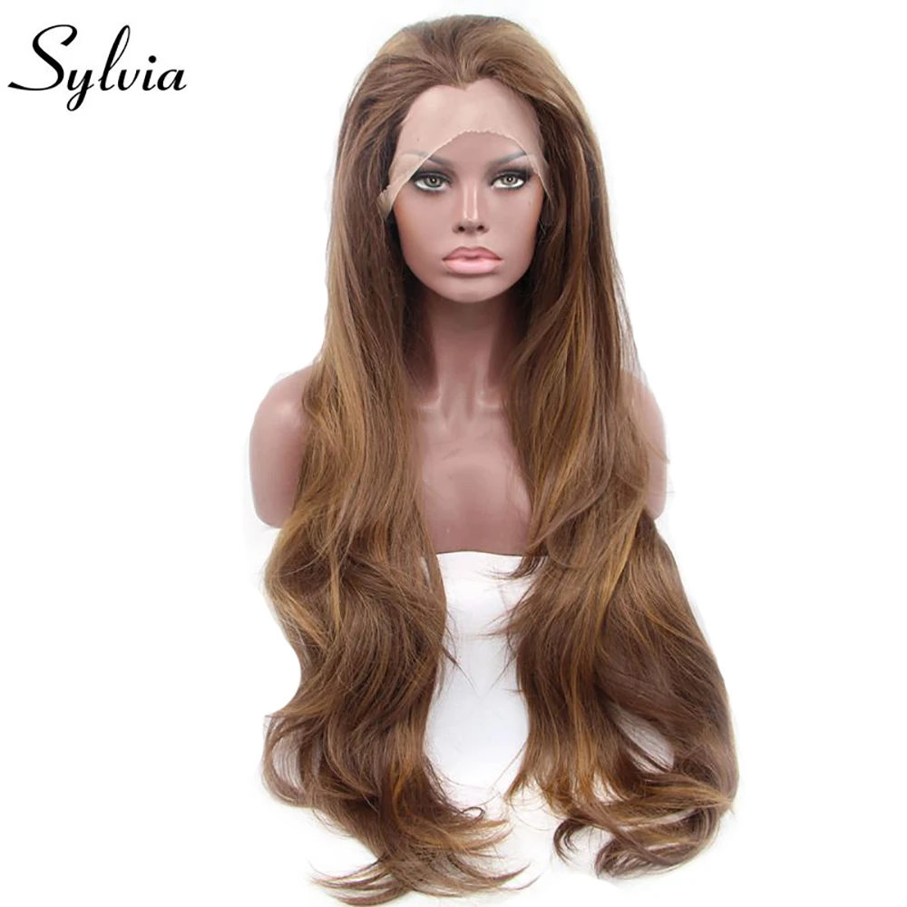 Sylvia Mixed Brown Natural Wave Synthetic Lace Front Wigs Natural