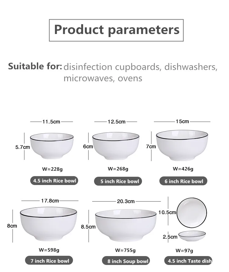 Белая обеденная тарелка, набор керамической кухонной посуды, набор кухонных блюд, рисовый салат, лапша, миска, суп, кухонный инструмент для приготовления пищи, 1 шт