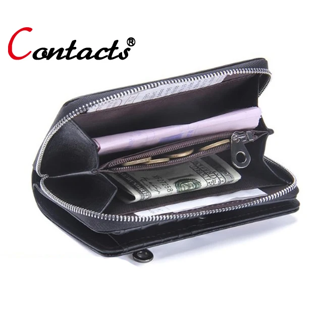 

CONTACT'S Wallet For Men Business Card Holder Mens Wallet Leather Genuine Man's Clutch Male Purse Mens Wallets And Purses