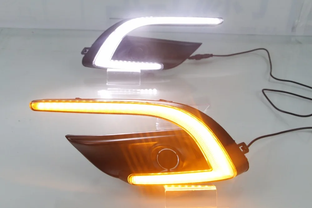 

Qirun led drl daytime running light for Mazda 3 Axela 2017 with yellow turn signal,dimmer function and wireless control