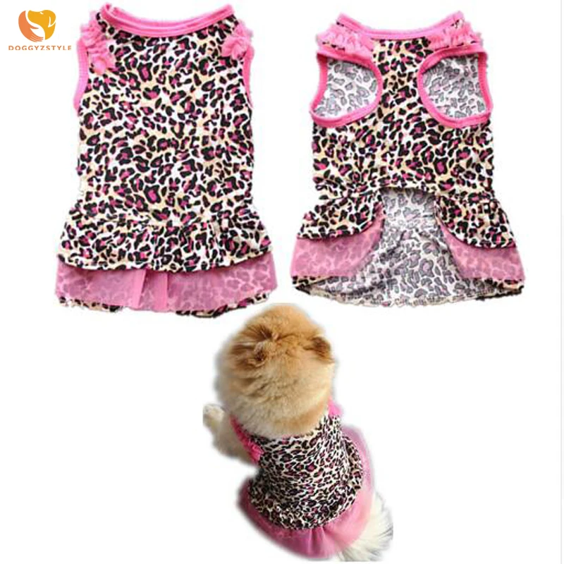 

Spring Summer Dog Dresses Polyester Pink Leopard Princess Dress XS-L Clothes For Dogs For Small Dogs Pet Supplies DOGGYZSTYLE