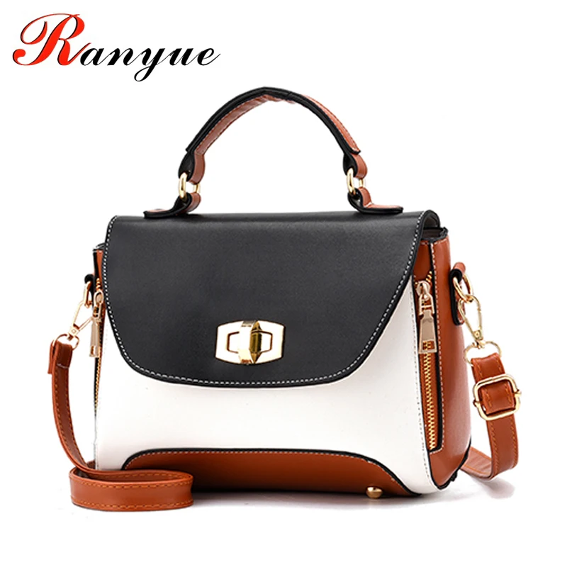 

RANYUE Panelled Luxury Handbags Women Bags Designer 2018 Fashion PU Flap Crossbody Bags For Women Rivet Tote Bag Ladies