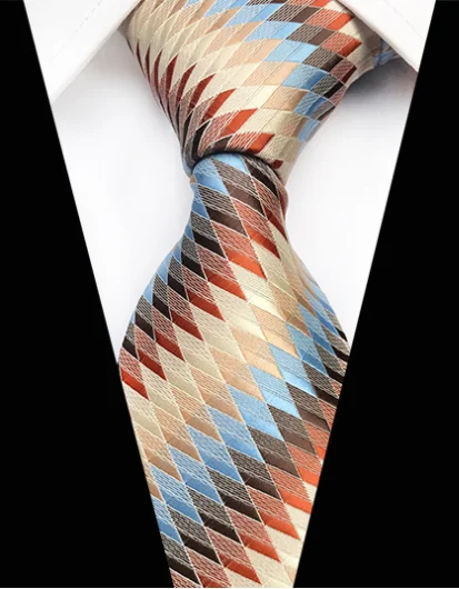 8cm Check Yellow Beige Jacquard Woven Silk Ties Mens Neck Tie Floral Plaid Striped Ties for Men Wedding Suit Business Party - Цвет: YU-P06