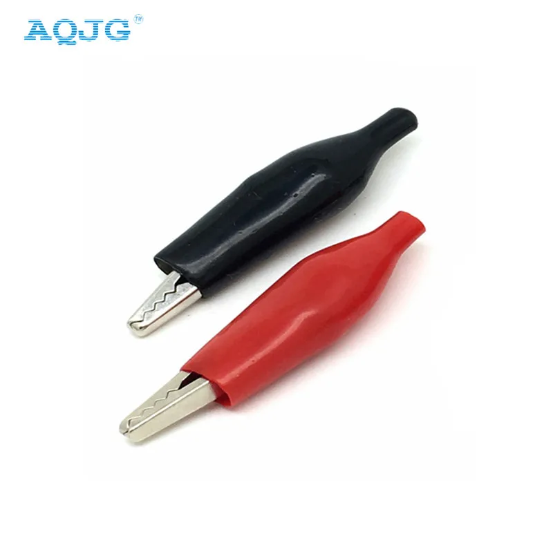 Hot Sales 10Pcs Small Crocodile Clip 2 8cm Black and Red Sheath Clip Power Clamp Test