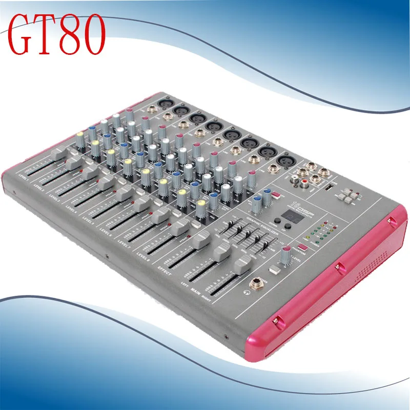Mini Audio Mixer GT80 Small Mixing Console 8