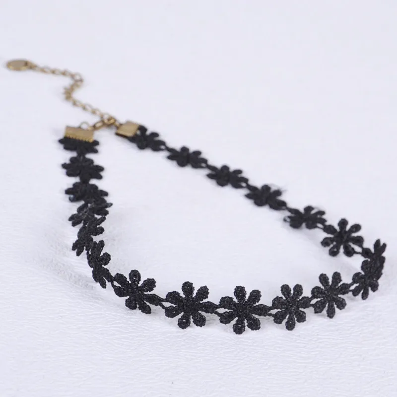 2016 New Arrival Hot Sale Vintage Black Lace Flower Choker Necklace For