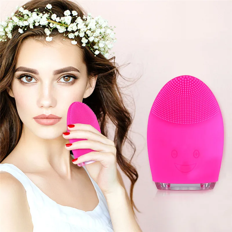 Electric Waterproof Facial Cleansing Brush Electric Silicone Face Brush Cleanser Massager