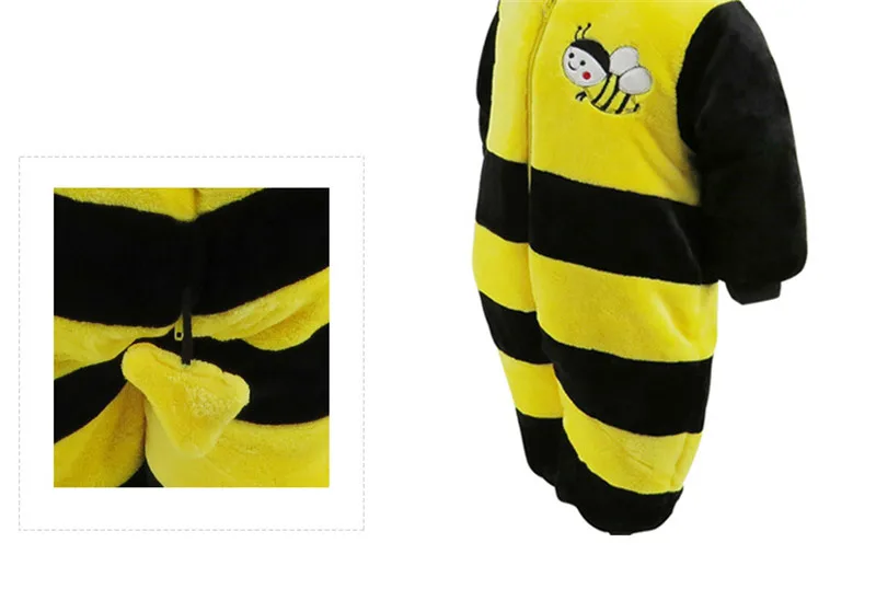 2017 Winter New Thick Flannel Baby Rompers Small Bee Baby Boy&Girl Jumpsuit Children Clothes Newbore Hooded Long Sleeve Bodysuit17