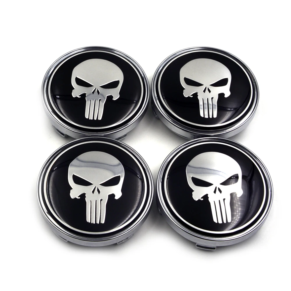 

Wholesale New One Set 4pcs 60mm Black Color Car Tyre Wheel Center Hub CapEmblem Badge Decal Punisher Caps